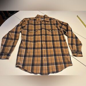 Carhartt men’s medium button down flannel long sleeve shirt brown black plaid